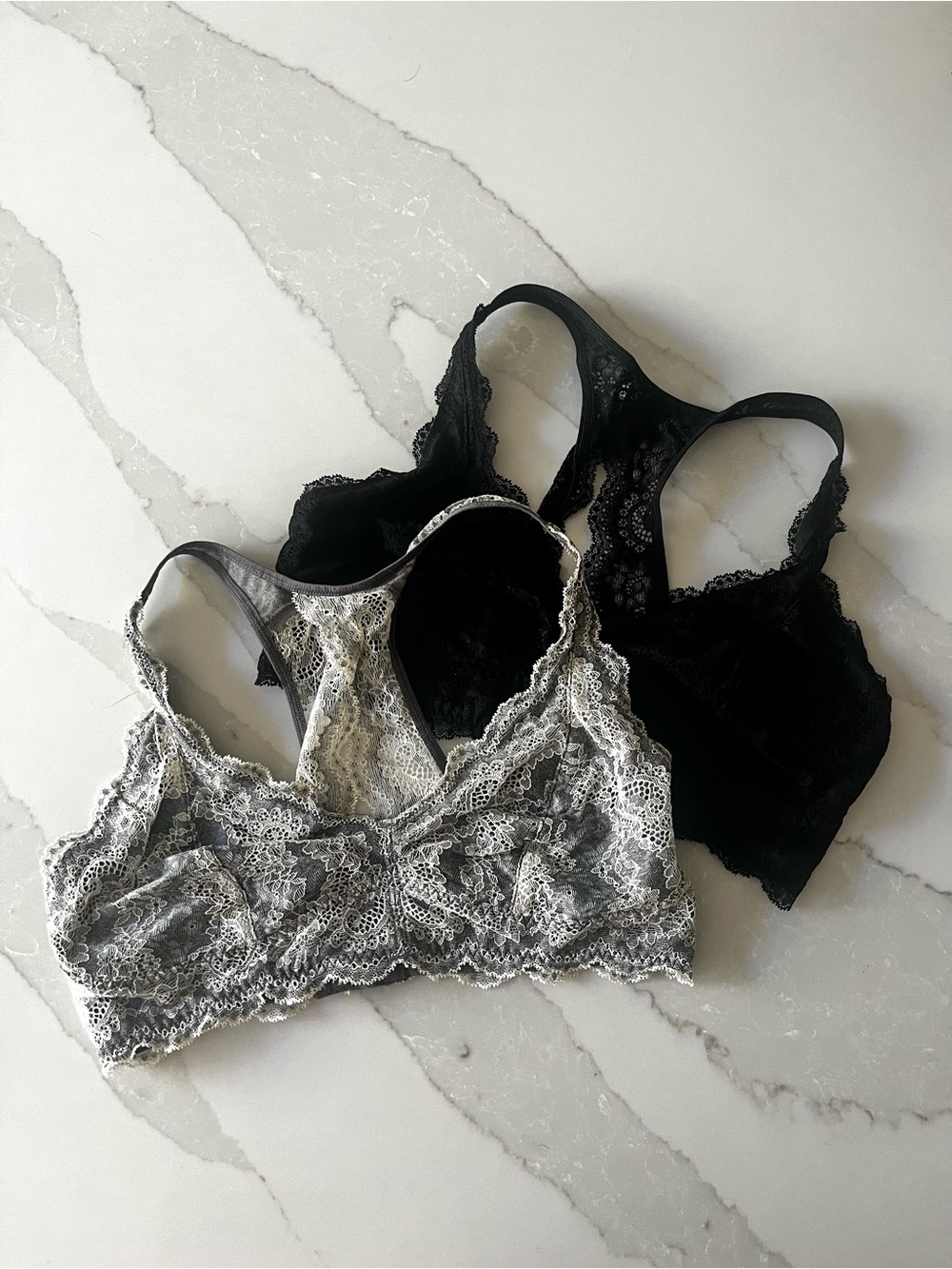 Felina Lace Bralette Set - Black & Light Gray